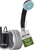 Hike Crew Portable Battery-Operated Shower with LED Light | Outdoor Camping Handheld Shower Head with 70-Min Rechargeable Battery Water Purifying Pump 6-Ft Hose &amp Hands-Free Suction Cup Hook Mou