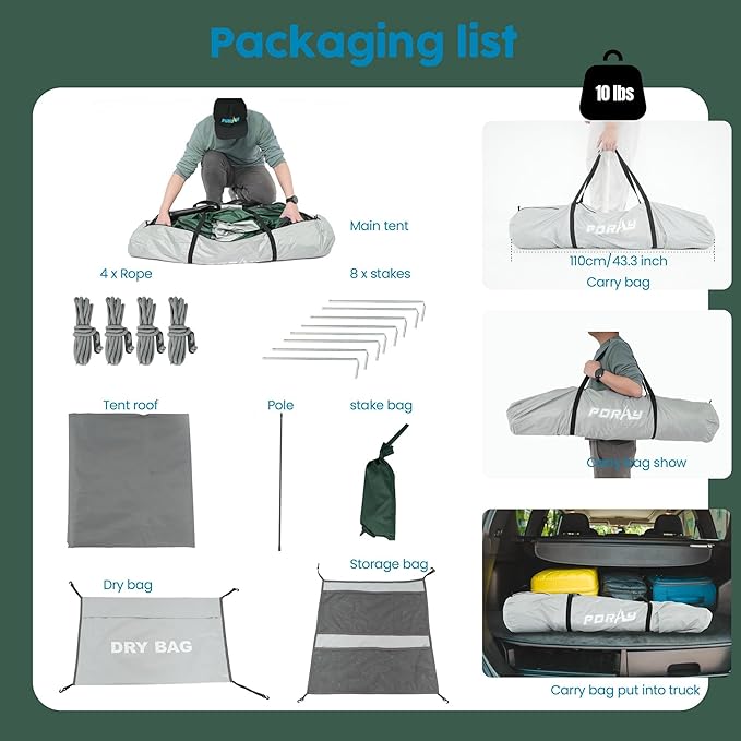 Camping Shower Tent Deluxe Changing Room Easy Set Up Privacy ShelterLarge Toilet Tent with Floor Drain Design for Beach CampingHiking with Stakes and Ropes for Stability