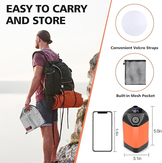 Portable Camping Shower 7800mAh Rechargeable Camp Shower Pump with LED Display 2 Mode Electric Portable Shower for Camping Hiking Travelling Washing