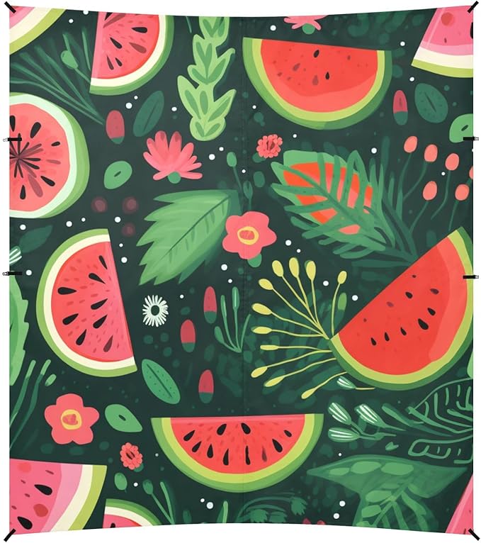 ALAZA Sliced Watermelon Palm Leave Beach Tent Sun Shelter Portable Canopy Sunshade for Outdoor Camping Picnics Backyard Fun 10x9 ft