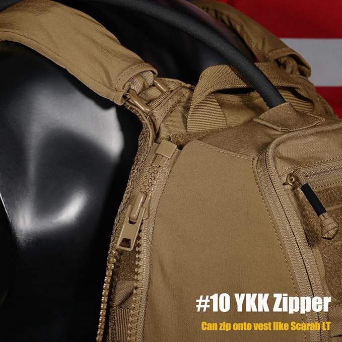 KRYDEX Tactical Zip-on Back Panel for Scarab Vest MOLLE Helmet Backpack with Hydration Bladder Holder (CB)