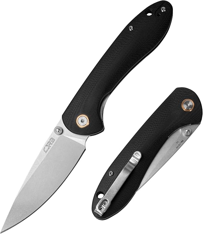 CJRB Feldspar Pocket Folding Knife Stonewash D2 Steel Blade G10 Tactical Handle EDC KnifeBlack Handle (J1912)