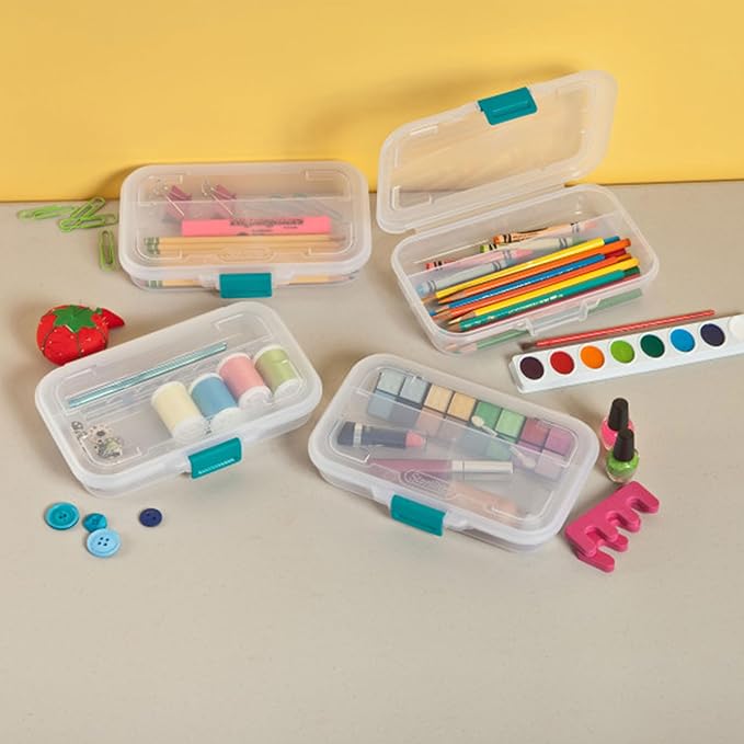 STERILITE 17248612 Small Divided Box Clear Case with Colored Latch 12-Pack