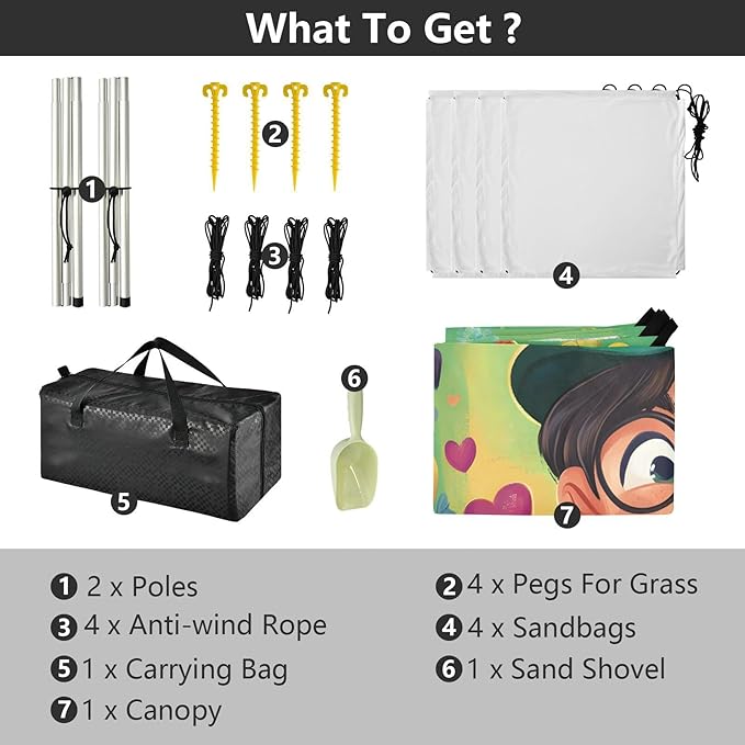 xigua St. Patrick's Day Beach Tent Sun Shelter with Carrying Bag - Silver Coated Oxford Fabric Beach Canopy for Beach Camping Fishing - Includes Windproof Ropes Sandbags &amp Stakes