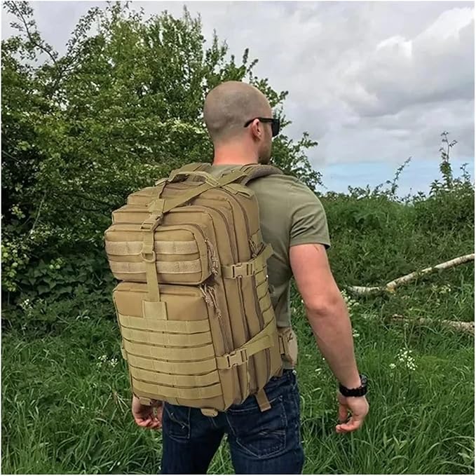 PURYN Tactical Nylon Backpack Camping Travel Fishing Bag Waterproof Men Large Capacity Travel Hunting Backpack(C)