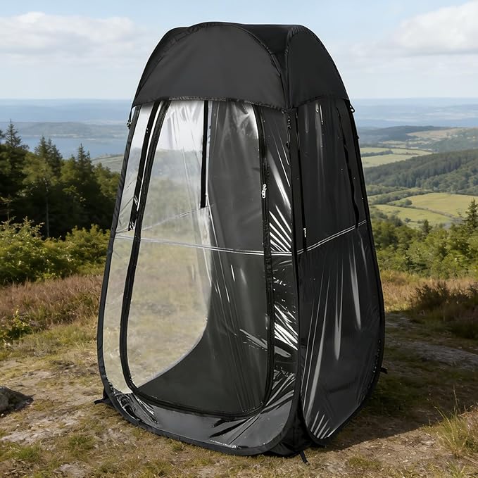 Portable Pop Up Sports Tent for Outdoor Events Instant Setup Shelter for Fishing and Camping Wind and Rain Protection Spray Tan Tent Compact Foldable for Easy Carry Weather Pod Peak Style Black