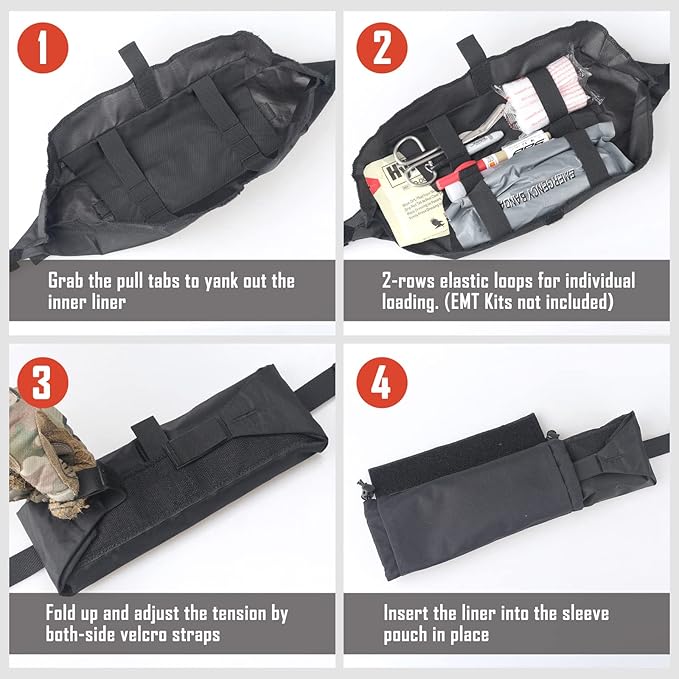 WYNEX Tactical Chest Rig Bag of Laser Cut Design Tactical First Aid Drop Dump Pouch MOLLE Chest Pouch Utility Recon Kit Bag Medical Trauma Roll Up Drop Pouch