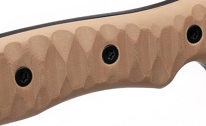 Hydra Knives HAWKEYE Survival Knife. 5.51 Full Tang Blade. Drop Point Shape with Böhler N690co Cryogenic Steel 59-61 HRC. CNC G10 Tan Handle. Kydex Sheath. Tactical Bushcraft Camping Survival