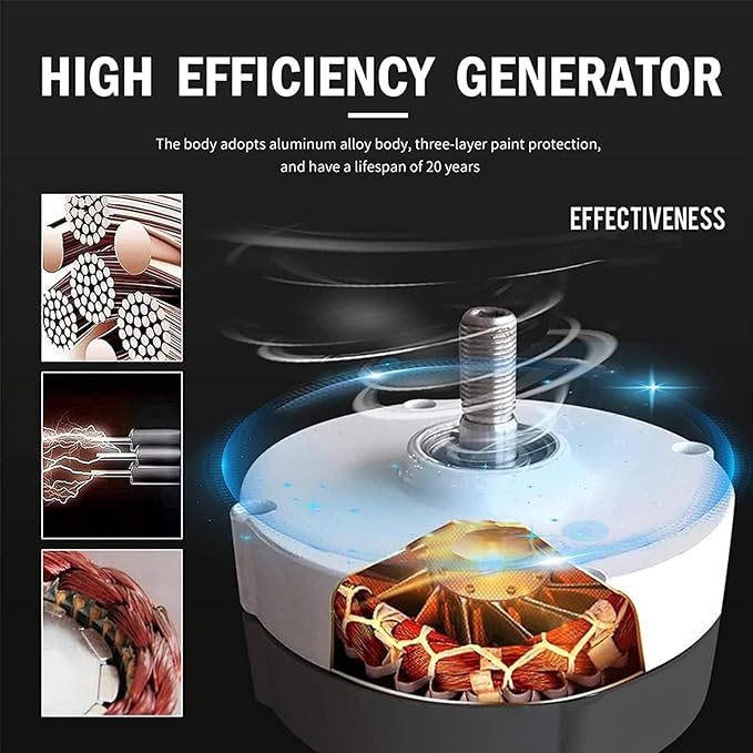 Wind Turbine Generator Kit3000W Magnetic Levitation Upright Wind Turbine 12V 24V 48V 220V with Waterproof Charge Controller Electricity Producer Equipment for Home RV Roof 48V