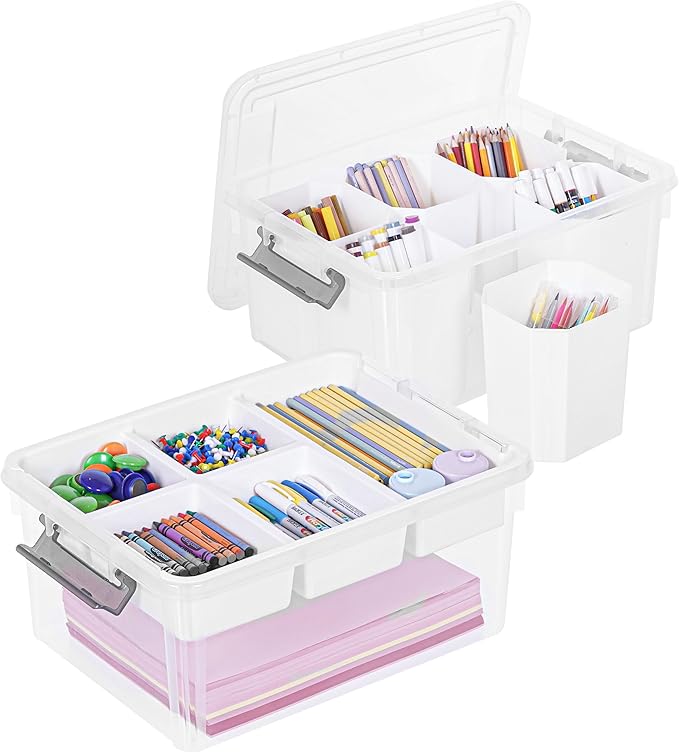 Citylife Craft Organizers 2 Pack-17 QT Clear white