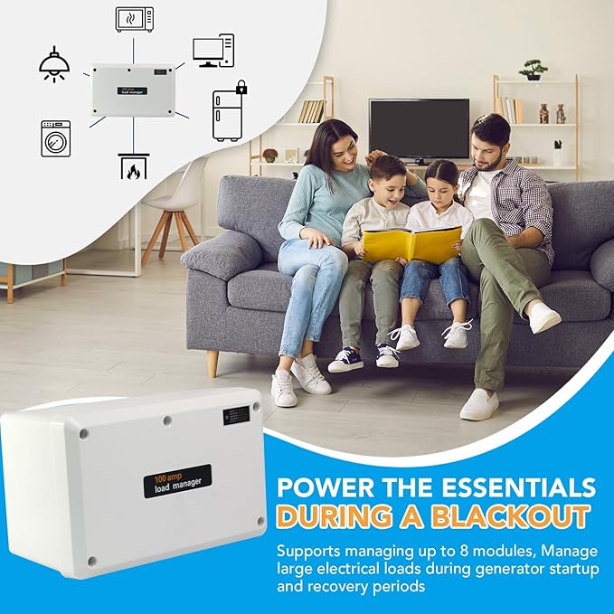 100 Amp Load Manager Compatible with Generac 7006 Smart Management Module with 8-Zone Control Lock-Feature Real-Time LED Monitoring and Wire-Free Technology