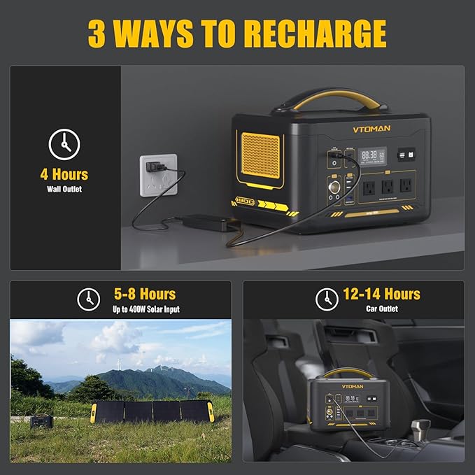 VTOMAN Jump 1800 Portable Power Station with 200W Solar Panel 1548Wh Battery 1800W AC Outlets (3600W Peak) /100W USB-C Output Fast Charge Large Solar Generator for Outdoor Camping Backup