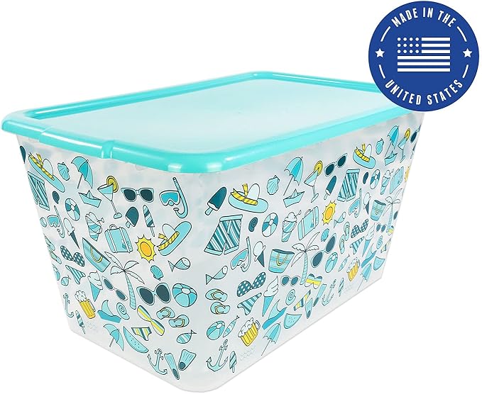 58 QT Stackable Plastic Storage Bins with Lids 4-Pack Large Clear Storage Bins for Organizing Garage Closet Durable Nestable Containers Made in USA