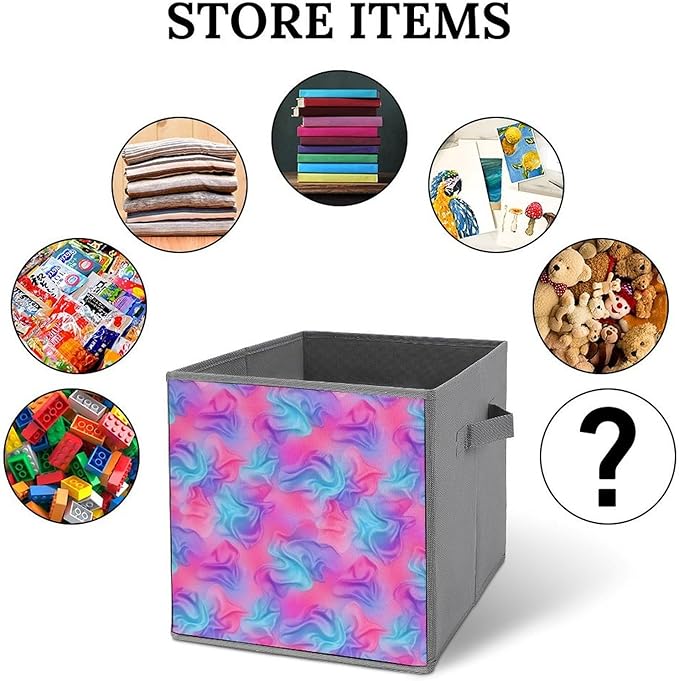 Foldable Storage Cube with Handles Purple Rainbow Bisexual Pride Flag Art 10.6 Inch Collapsible Fabric Bin for Books Clothes Toys Sturdy Organizer for Bedroom &amp Dorm