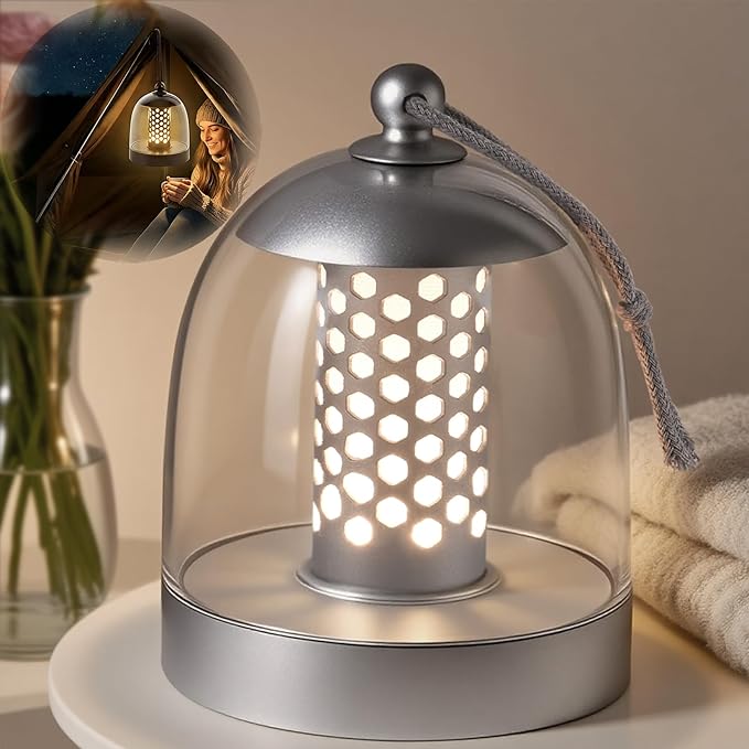 Rechargeable Camping Lantern for Power Outages EssentialsBattery Operated LampCordless Outdoor Lantern Waterproof Inside ShowerAcrylic Shade Touch Dimmable Portable Light for Living Room