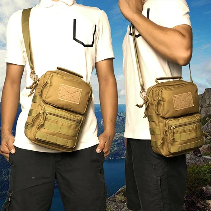Outdoor Sports Hiking Sling Pack Camouflage Tactical Molle Shoulder Bag Trekking Hunting Backpacks Purse(Black)