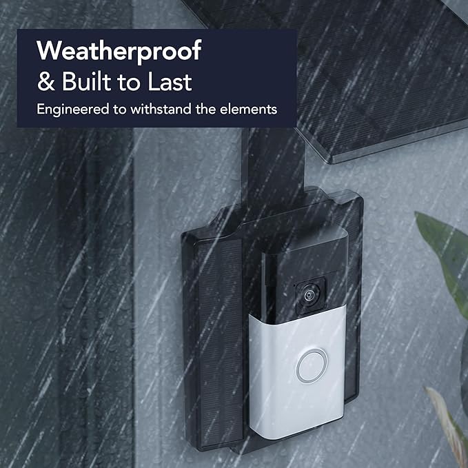 Wasserstein Universal Solar Charger Compatible with Ring Battery Doorbell (2024 Release)/Pro/Plus/4/3/3 Plus/2nd Gen (2020 Release) &amp Wyze Wireless Video Doorbell Pro - 2.5W Solar Panel Charger