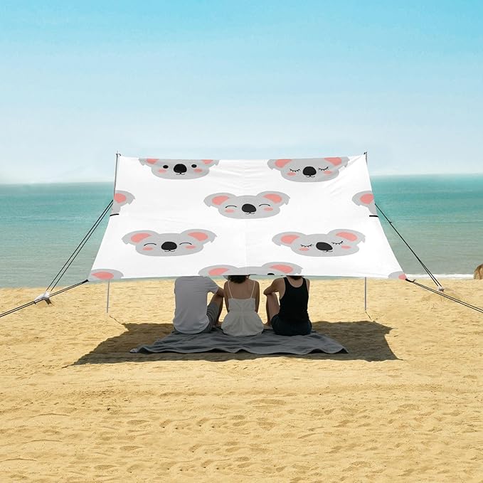 Beach Canopy with Windproof Ropes &amp Sandbags Beach Tent Sun Shade Sun Shelter for Camping Trips Fishing Backyard Fun or Picnics Koala