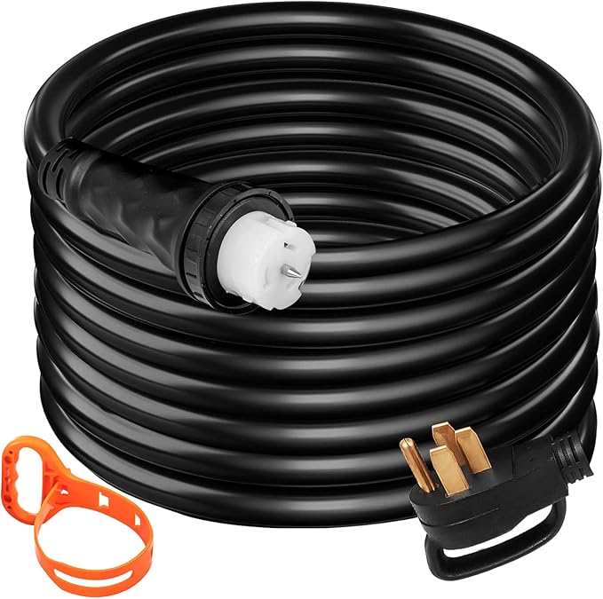VEVOR 25 FT 50 Amp Generator Extension Cord NEMA N14-50P &amp SS2-50R &amp CS6364 STW 6/3 + 8/1 AWG 125V 250V Generator Power Cord Twist Lock Connectors