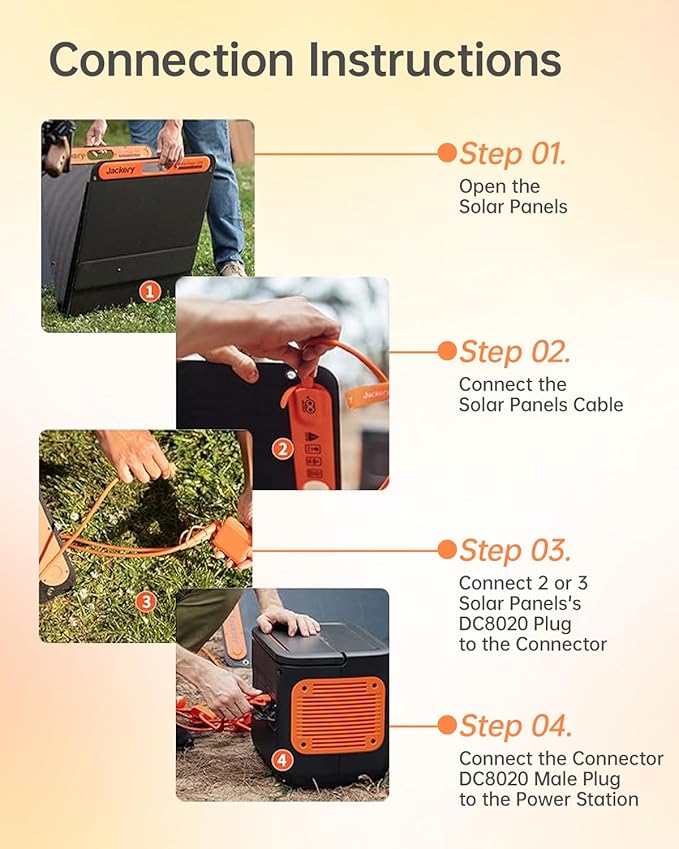 Solar Panel Connectors for Jackery Explorer Portable Power Station 3000 Pro / 2000 Plus/ 2000 V2/ 1000 Plus/ 1000 V2 and Solar Panel SolarSaga 200W/100W for 2 or 3 Solar Panels Connection