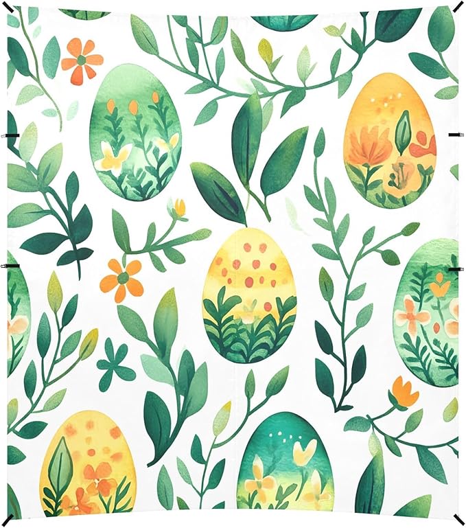 Easter Day Watercolor Eggs Beach Tent Sun Shelter Set UPF50+ UV Protection 10.5 x 9.19 FT Camping Shade Canopy with Sandbags Sand Anchors Carrying Bag and Others