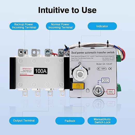 Automatic Transfer Switch Dual Power Automatic Transfer Switch Auto Generator Changeover Switch Manual Transfer Switch Dual Power Toggle Controller Dual Power Transfer Switch Tool