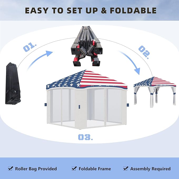 Pop-Up Gazebo with Mesh Walls