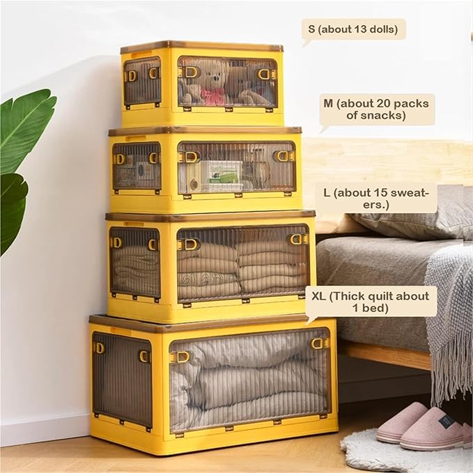 BGRORIO Foldable Storage Box with Wheels - Stackable Closet Organizer for Clothes Quilts Toys Books Sundries Storage(WG ZDSNX G L)