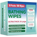 No Rinse Bathing Wipes for Adults - Extra Thick 8x12 Inch Disposable Shower Wipes Hypoallergenic Unscented Body Cleansing Cloths for Bed Bath Hospital Travel Camping - 100 Count(10 Packs)