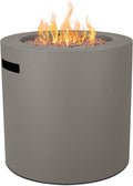 Real Flame Aegean 24 Round Propane Gas Fire Pit Table with Hidden Tank 50000 BTU Powder-Coated Steel Push-Button Ignition Lava Rock Storage Cover Stainless Steel Burner with Lid - Mist Gray