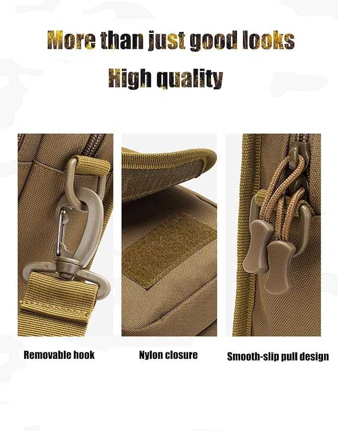 Multi-Purpose Tactical Molle Utility Pouches Compact Waist Pack Military Water-Resistance Casual Satchel Bag Fanny Pack(Khaki)