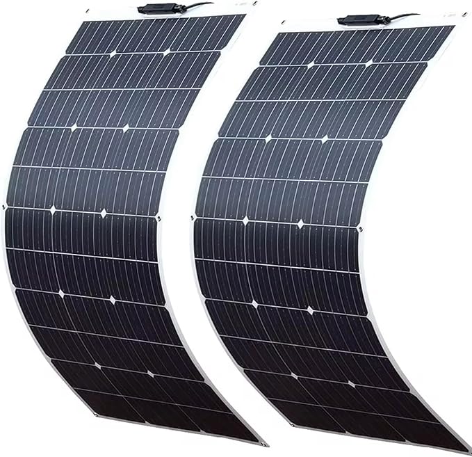 Flexible Solar Panel Waterproof Monocrystalline Lightweight Solar Panel 2pcs 400 Flexible Bendable 12V Monocrystalline Off-Grid for RV Boat Cabin Van Car and Caravan RV Boat Camper(Color:White)
