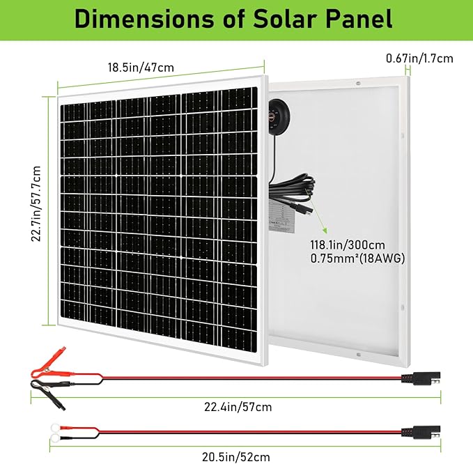 Solar Panel Kit 50W 24V Solar Battery Trickle Charger Maintainer with Upgrade PWM Controller and SAE Cable Waterproof Solar Charger for 24V Car RV Marine Truck Boat Motorcycle ATV Rechargeable Battery