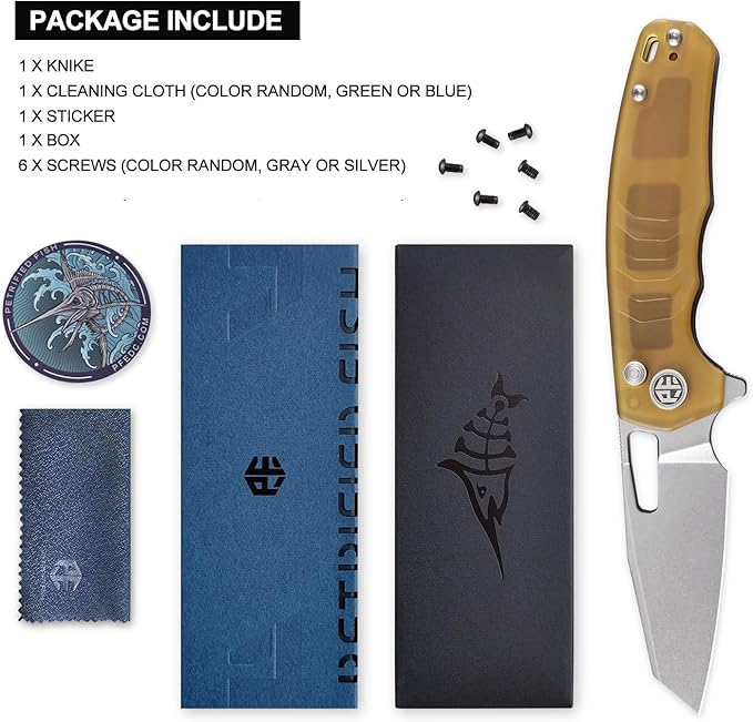 Petrified fish PFE17 Trilobite Folding Knife3.03 14C28N Steel Stonewashed Blade ULTEM Handle Camping Folding knife for EDC Outdoor (Acrylic Stonewashed)