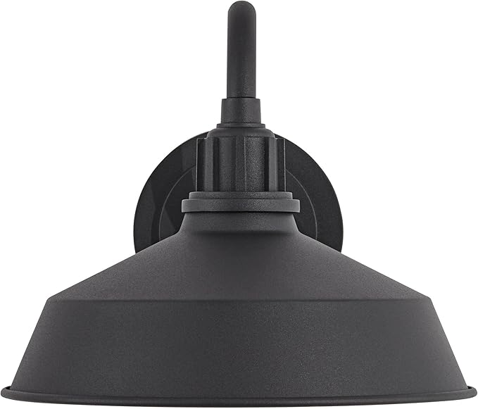Franklin Iron Works Arnett Rustic Urban Barn Outdoor Wall Light Fixture Smooth Black Aluminum 10 1/2 Gooseneck Arm for Exterior House Porch Patio Outside Deck Garage Yard Front Door Garden Home