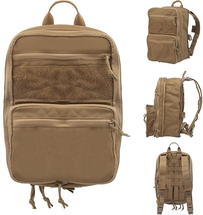 Tactical Expandable MOLLE Backpack - Durable Nylon Spacious with Organized Pockets - for Traveling Hiking Hunting(Brown)