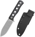 QSP Canary Fixed Blade Knife 4.25 DC53 Stonewash Blade Hunting Knives with Kydex Sheath Black Micarta Handle EDC Knife for Camping Outdoor Hiking Survival