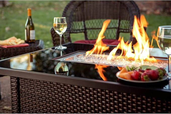 Endless Summer GAD17400SP Rectangular Outdoor Gas Brown/Black Fire Table Multi Color