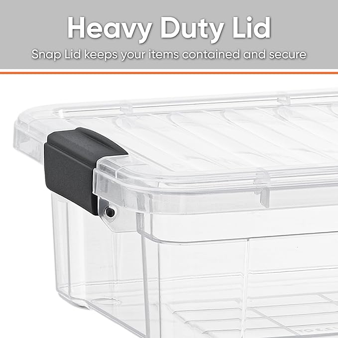 Superio Clear Storage Boxes with Lids Deep BPA Free Plastic Containers Bins for Organizing Stackable Crates Organizer Totes for Home Office School and Dorm (14.25 Quart 12 Pack)