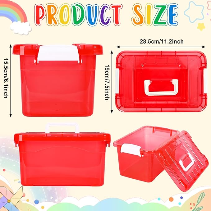 6 Pack 7 Quart Colorful Plastic Storage Bins with Lids Storage Latch Box Stackable and Nestable Clear Toy Storage Organizer Bins with Buckle for Classroom School Kid Room Home(6 Colors)