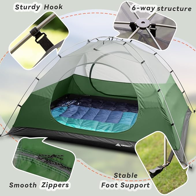 Forceatt Camping Tent 2/3/4 Person Professional Waterproof &amp Windproof Lightweight Backpacking Tent Suitable for OutdoorHikingCamping Mountaineering and Travel