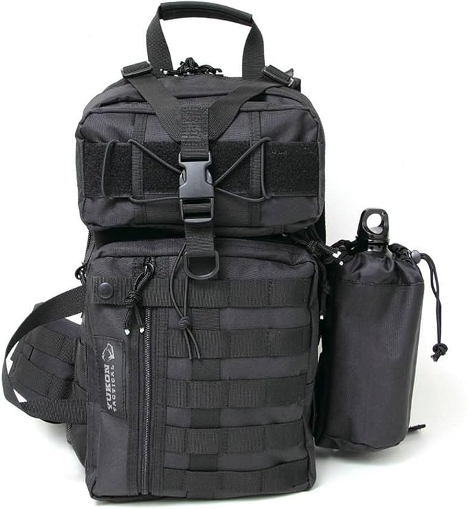 Yukon Outfitters Overwatch Sling Pack - EDC Hiking Outdoor Urban Ergonomic Spacious 20 Liter Tactical One-Shoulder Backpack | Bottle Cinch Pouch Included Black