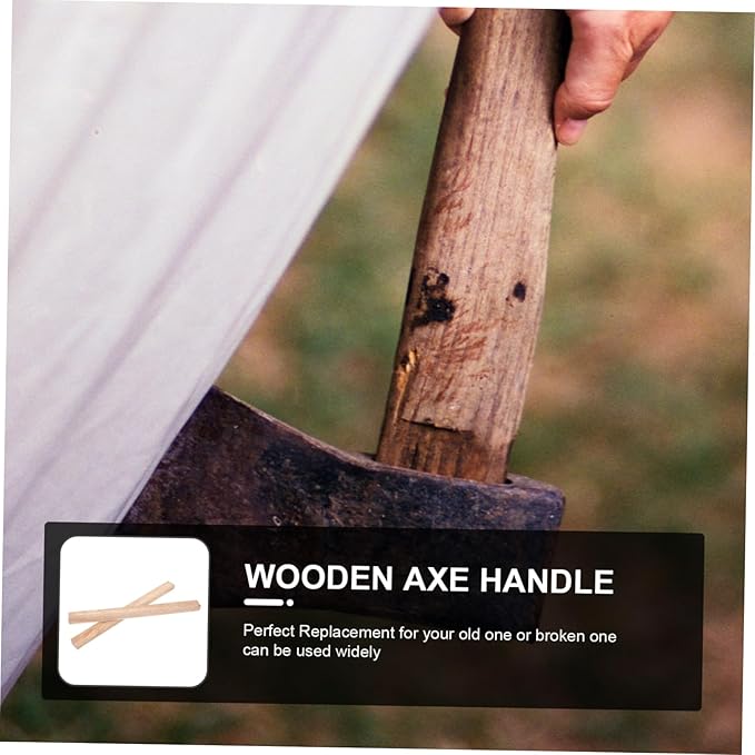 Wooden Axe Handle Replacement for Camping and Chopping Sturdy Handcrafted Wood Accessory Fits Most Axes 2-Piece Set