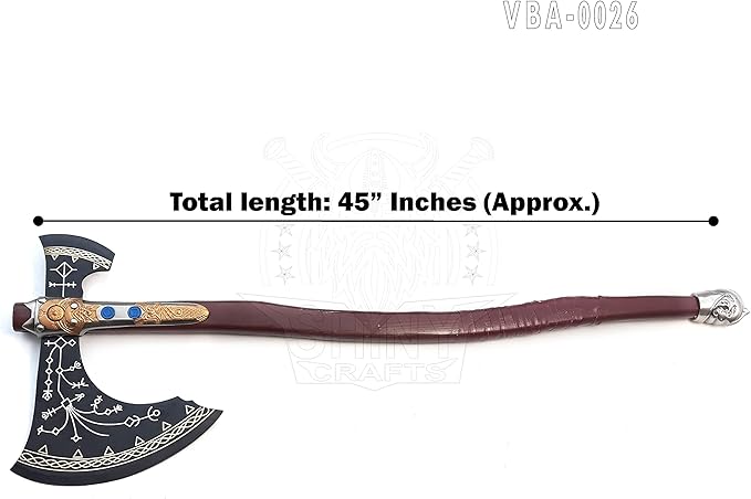 SHINY CRAFTS® Handmade Viking Axe Hatchet Norse Axe- 40 Long Two-Handed Berserker Hatchet Forged Axe - Bearded Axe - with Sheath (VBA-26)