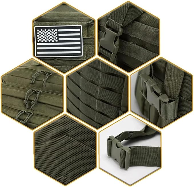 45L Tactical Backpack Large Capacity Outdoor Rucksack 3 Day Fitness Hiking Bag Hiking Camping Gear Backpacks Green (Pack of 1)