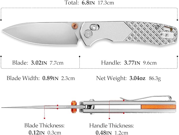TRIVISA Pocket Knife 3'' M390 Blade Folding Knife for Men Women Titanium Handle Folding Pocket Knives with Clip Crossbar Lock Thumb Studs Opener EDC Knife for Camping Outdoor Hiking Dragonfly-O