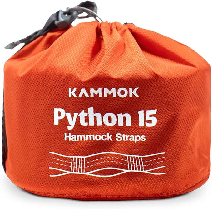 KAMMOK: Python 15' Tree Friendly Hammock Straps | Woven No-Stretch Knotless Durable Holds up to 500lbs (Lightweight for Hiking Camping Backpacking) Set of 2 w/Stuff Sack