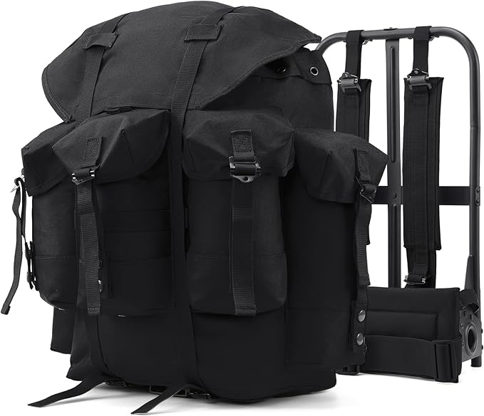 50L Military Alice Pack Army Survival Combat ALICE Rucksack Backpack for Men &amp Women for Camping Hiking Emergency Black