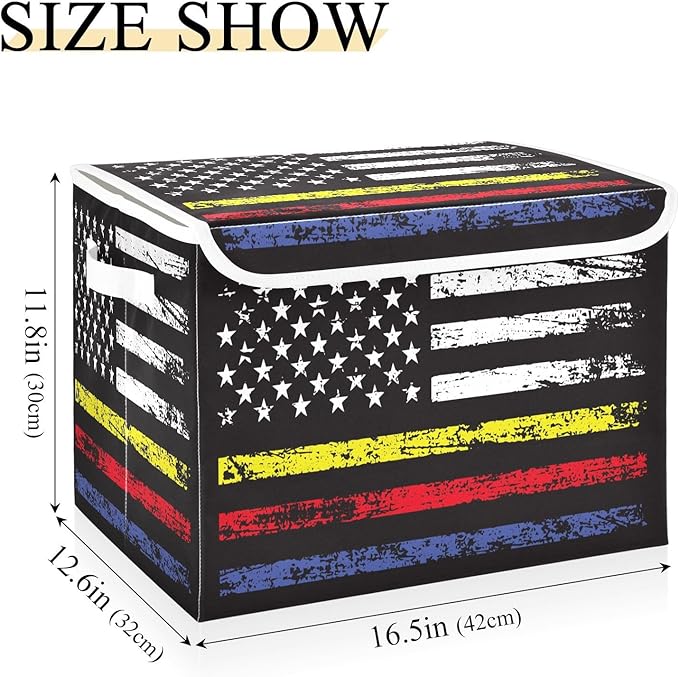 United States Of America Flag with Blue Red Usa Storage Box with Lid Stackable Cube Storage Storage and Organization for