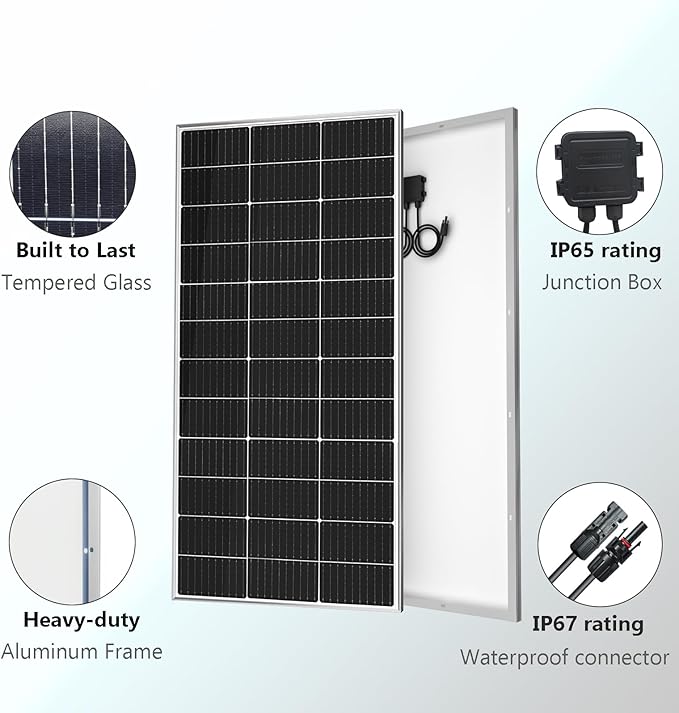 120 Watt 12Volt Solar Panel Starter Kit Monocrystalline Module 10A Charge Controller for RV Boats Trailer CamperCabin Off-Grid System(120W Solar kit)